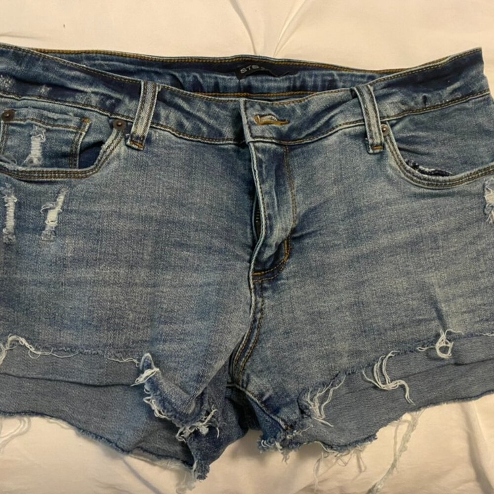 STS Blue Women's Distressed Denim Cut-off Frayed Jeans Size 28